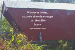 nature quote with a covered bridge in Vermont...blog post, 