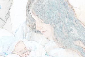 darughter, remember me like this...a colored pencil image of a mom with her newborn baby girl...