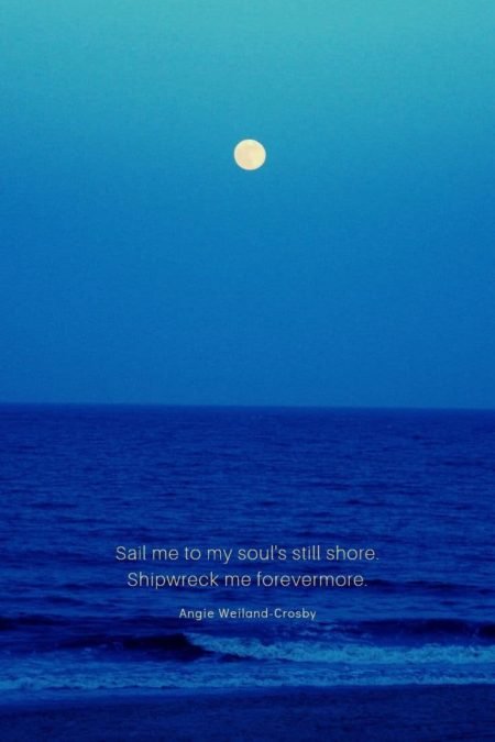 soul quotes | self-love quotes | a picture of nature with a blue beach and a full moon....