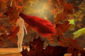 fantasy art of a beautiful woman in autumn...