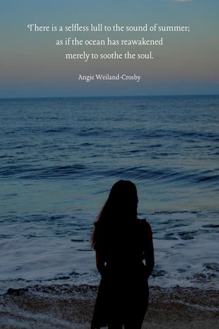 soulful summer quote with a silhouette of a woman at the beach...