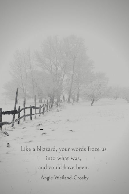 heartbreak quote with a snowy setting...